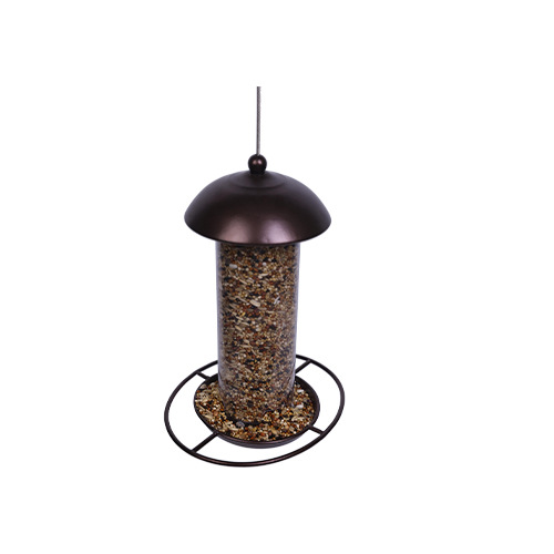 Elegant Stylish Metal Bird Feeder with Protective Dome Hanging Seed Bird Feeder with Round Perch and